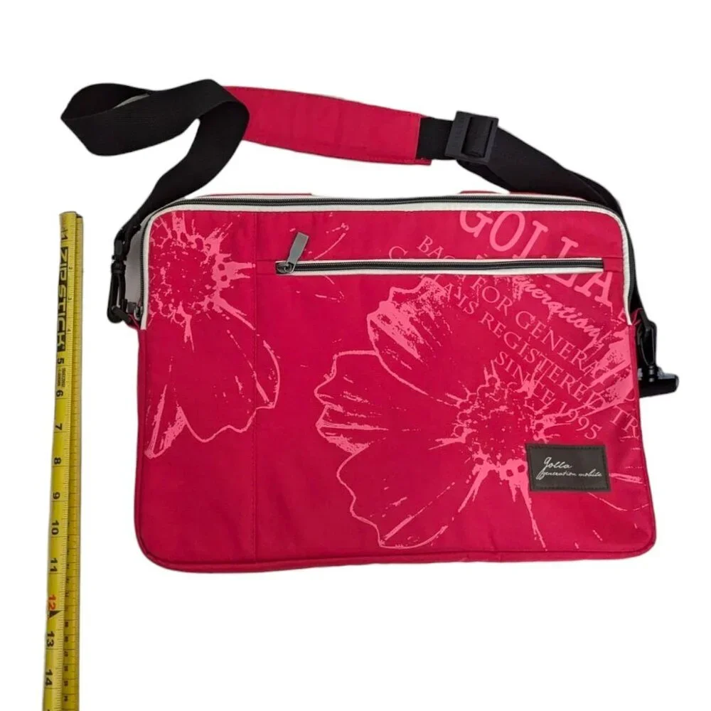 Golla Pink Floral Laptop Messenger Bag With Adjustable Strap 15